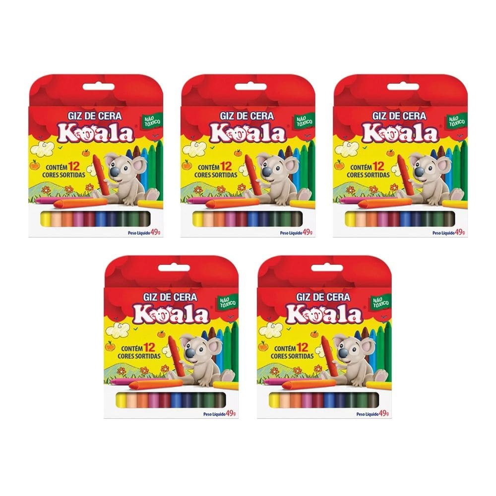 Kit 5 Giz De Cera 12C Koala