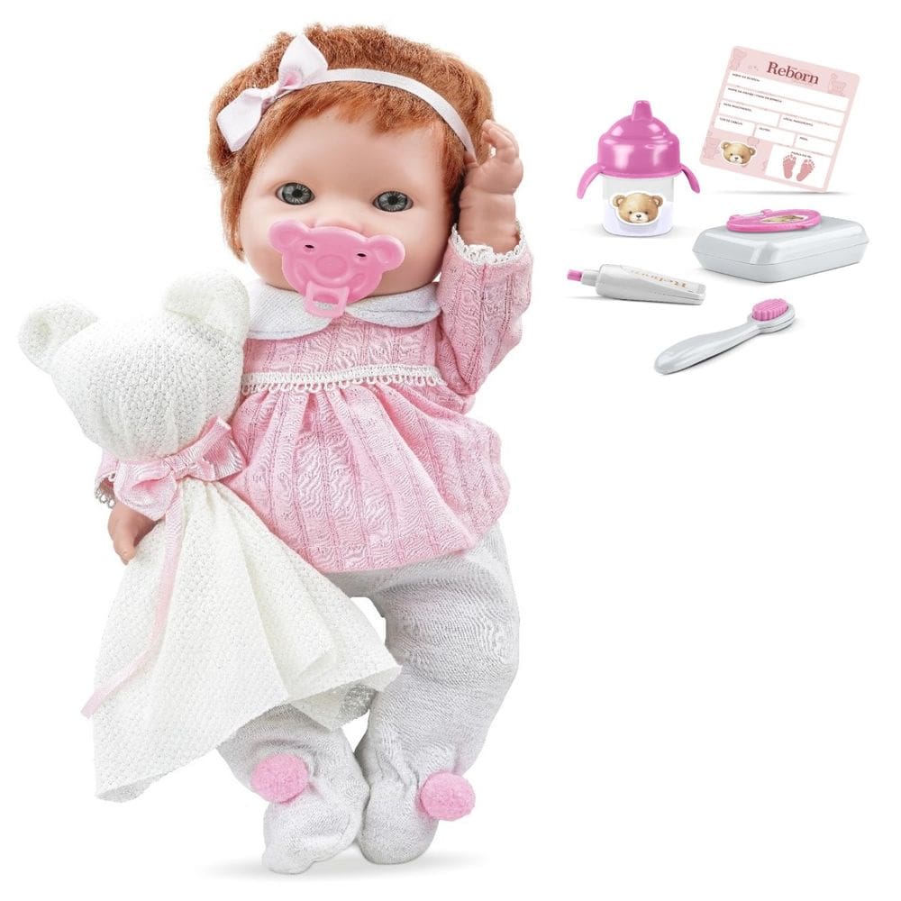 Boneca Bebê Reborn Cuidado Do Dia C/ Escova e Pasta de Dente