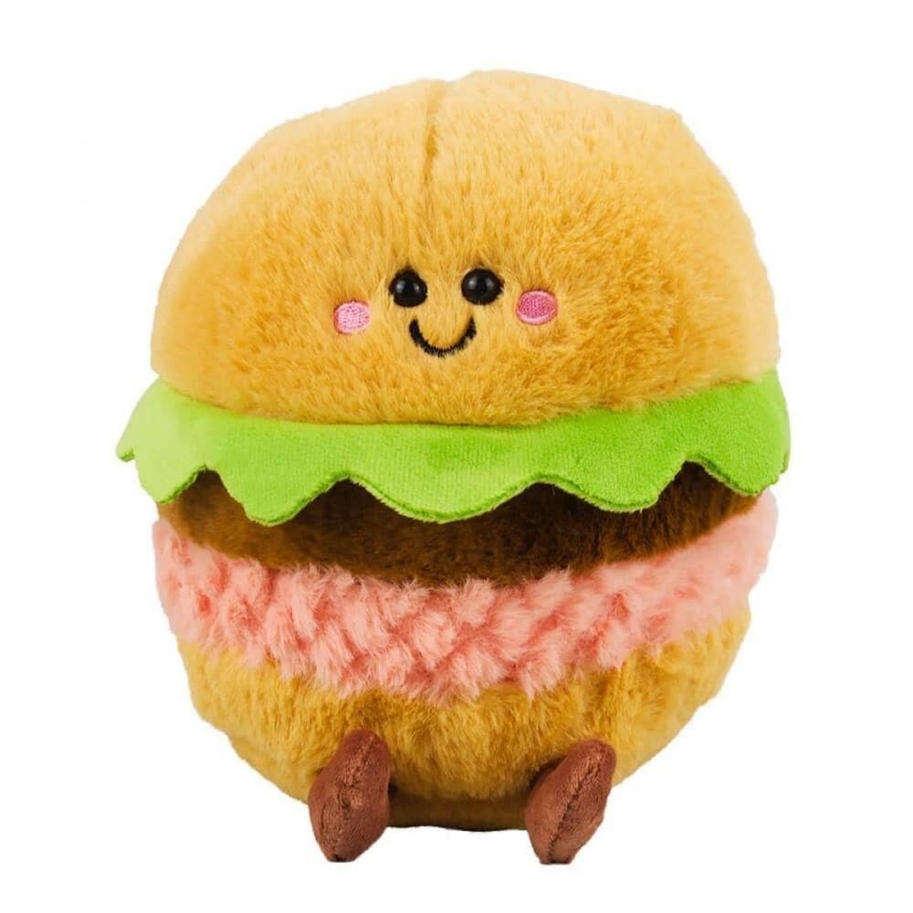 Pelúcia Hamburger Com Rosto Feliz Fofo 18cm
