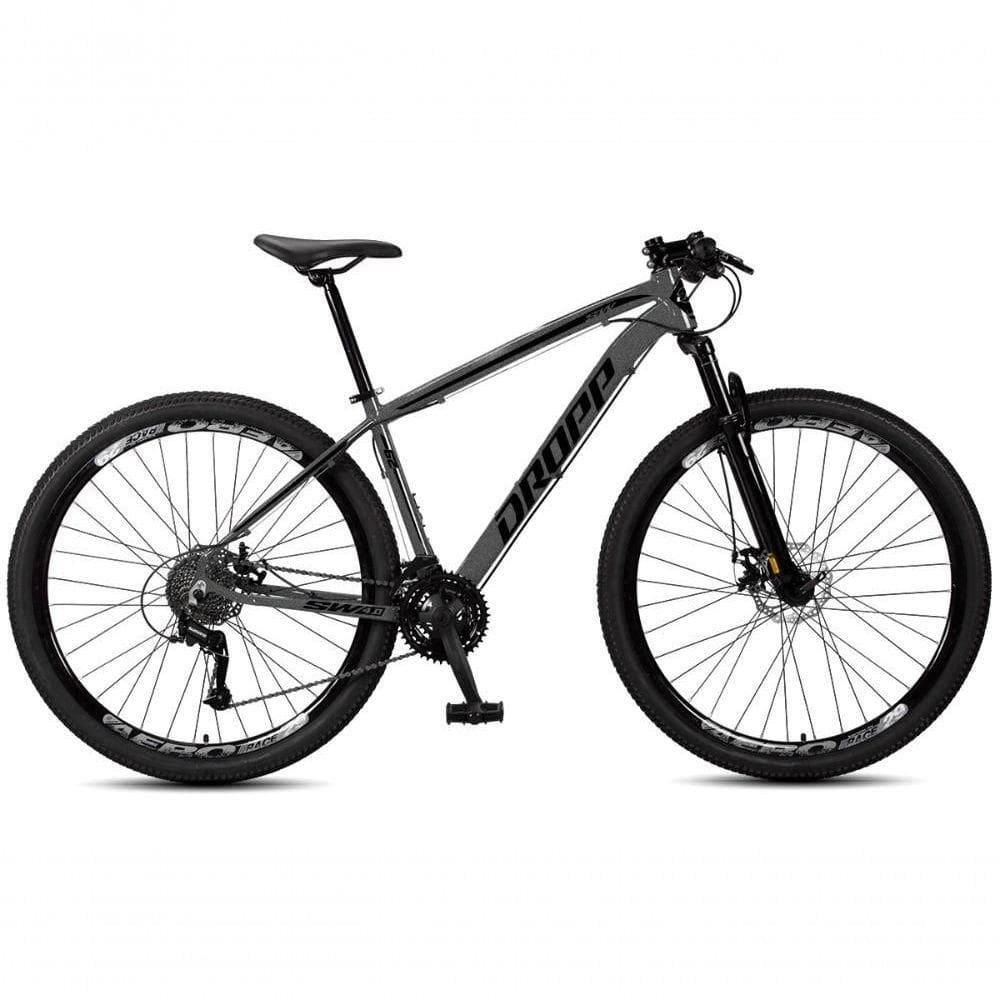 Bicicleta Aro 29 Dropp Sw 24 Vel Câmbio Shimano Quadro Alumínio Mtb Grafite+Preto