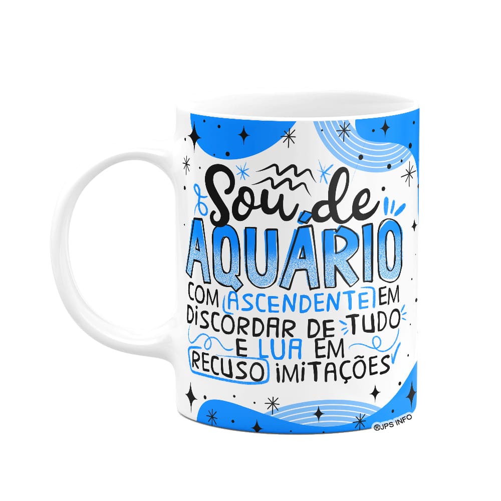 Caneca Divertida Signos - Sou de Aquário - 325ml branca