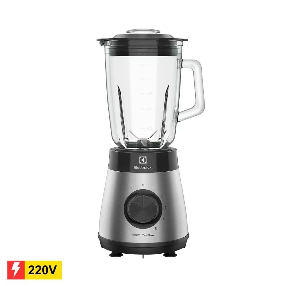 REEMBALADO: Liquidificador Electrolux EBS30 Aço Inox Preto Copo de Vidro 700W e 5 Velocidades - 220