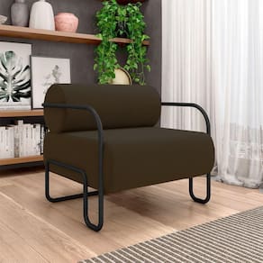 Poltrona Decorativa Sala De Estar Polatsk Base Industrial De Ferro Veludo Marrom G33