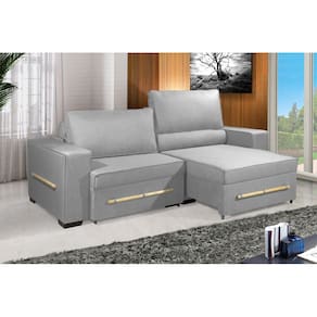 Sofá Retrátil e Reclinável 2.10m ESTILO ESTOFADOS - CHAYENE com SoftGel D33 Linho"Prata"
