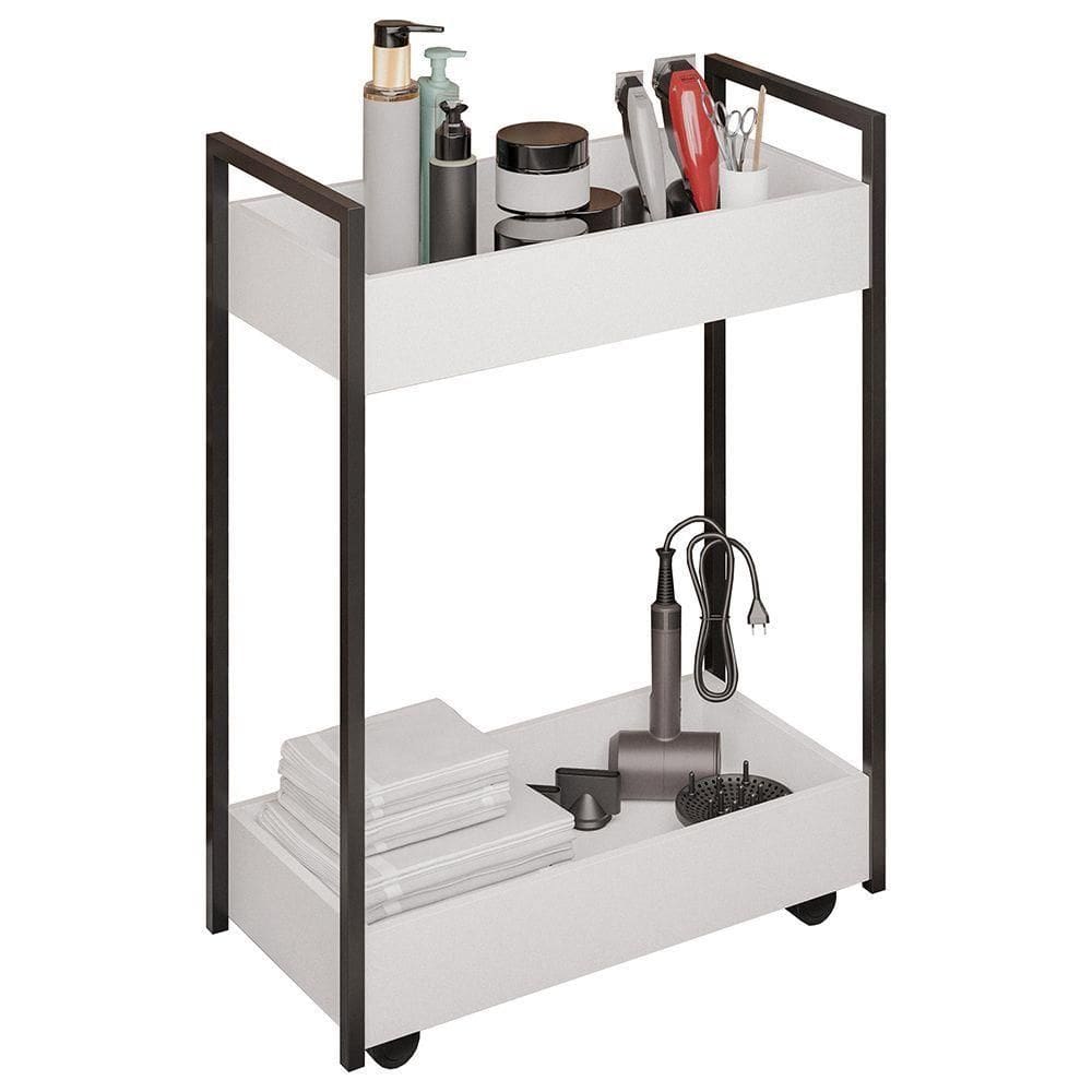 Carrinho Auxiliar Para Salão De Beleza Industrial Sara M24 Branco/preto - Mpozenato