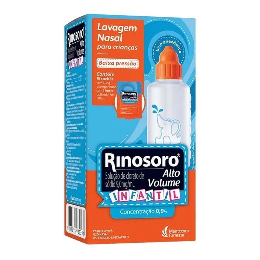 Rinosoro Alto Volume Infantil 15 sachês + frasco 120ml