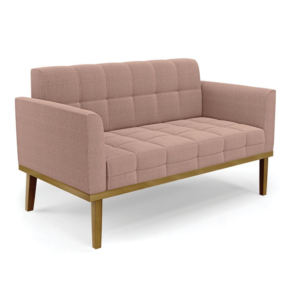 Sofá Namoradeira Base Madeira Fixa Castanho Elisa Bouclê D03 - D`Rossi