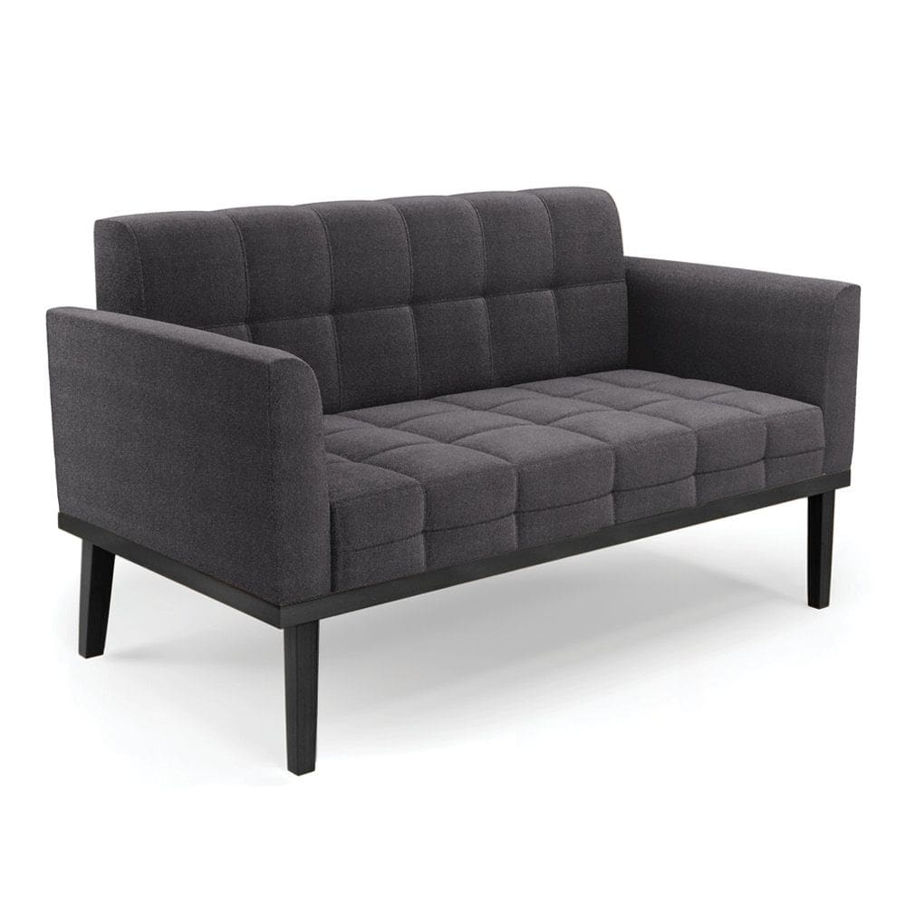 Sofá Namoradeira Base Madeira Fixa Preto Elisa Bouclê Grafite D03 - D`Rossi