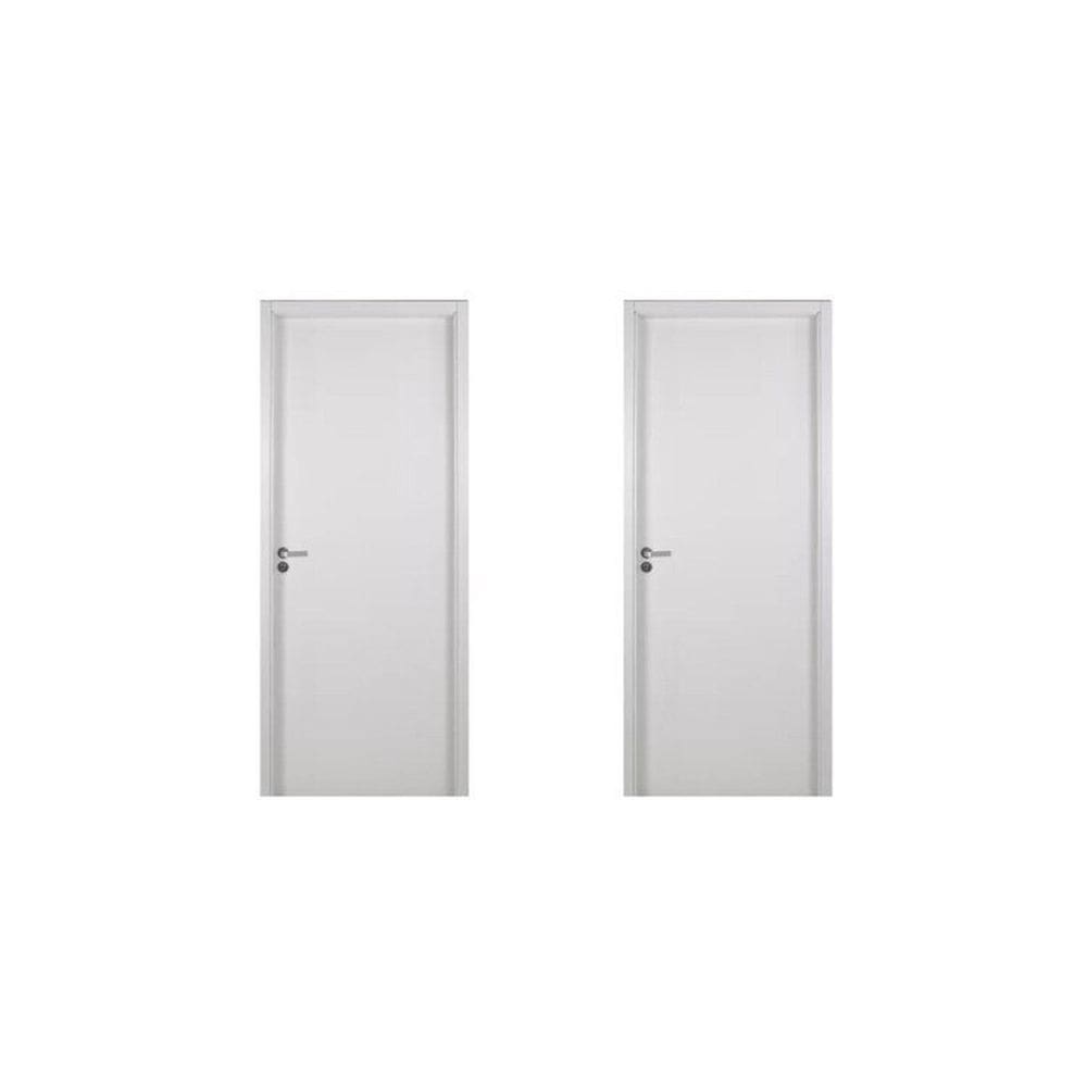 2 Kits Porta de Madeira Lisa 215x84cm com Batente de Mdf Ultra 16cm Melamínico Branco