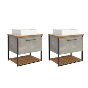 Kit com 2 Gabinetes para Banheiro com Cuba 60cm Palermo Cimento