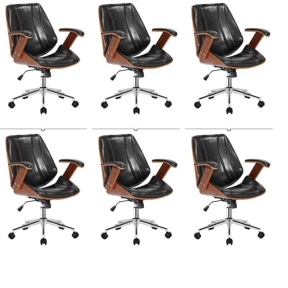 Kit 6 Cadeiras Escritório Diretor Giratória Kopenhagen Preto