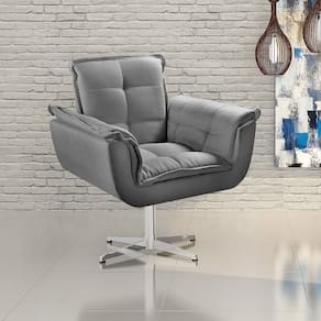 Poltrona Giratória de Metal Bella Opala Decoração Sala Recepção Cinza