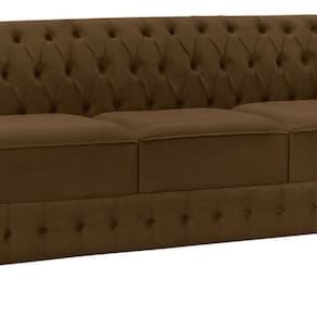 Namoradeira Chesterfield Bourbon Veludo 3 Lugares Marrom