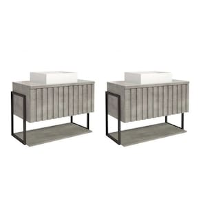 Kit com 2 Gabinetes para Banheiro com Cuba 85cm Mdf Helsing Titanium