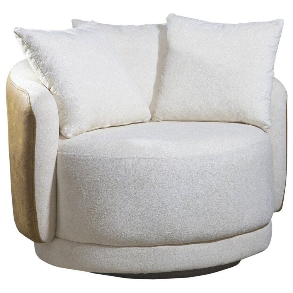Poltrona Decorativa Giratória Hera Produto Exclusivo Off/Mel