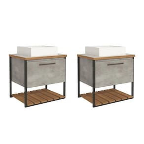 Kit com 2 Gabinetes para Banheiro com Cuba 80cm Palermo Cimento