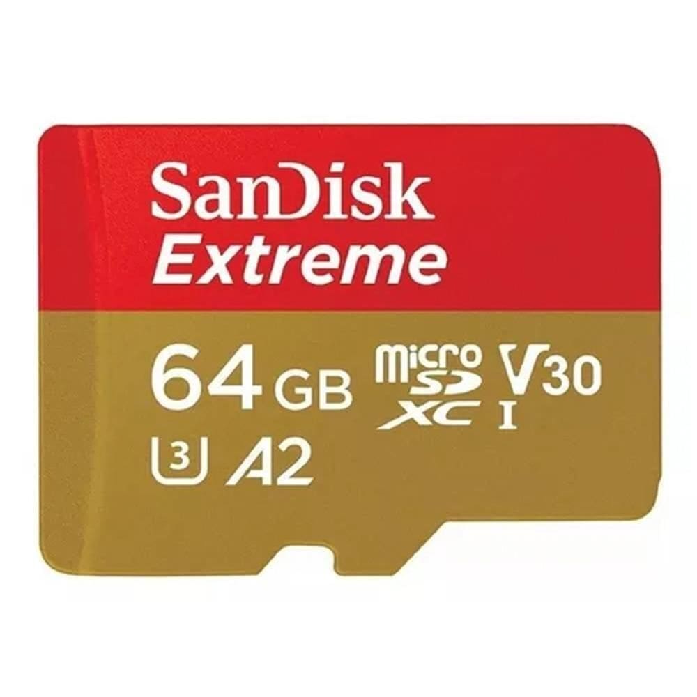 Cartao de Memoria Sandisk Extreme 64GB Micro SD Action CAM C/ Adaptador - SDSQXAH-064G-GN6AA