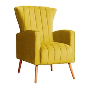 Poltrona Decorativa Melinda Veludo Mostarda - Montanaris Decor