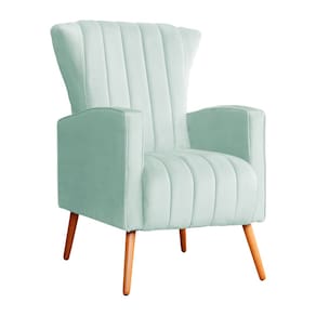 Poltrona Decorativa Melinda Veludo Acqua - Montanaris Decor