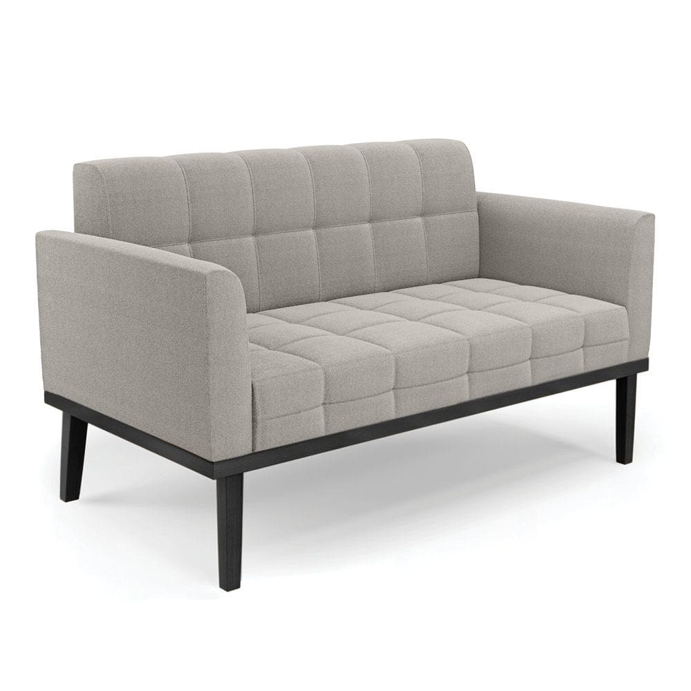 Sofá Namoradeira Base Madeira Fixa Preto Elisa Bouclê Cinza D03 - D`Rossi