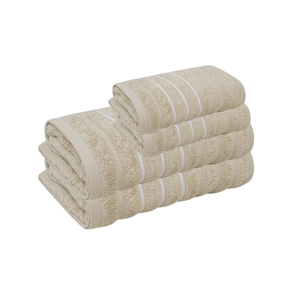 Jogo de Toalhas de Banho 4 peças Macia Ondulada Jacquard Bege Wave Corttex