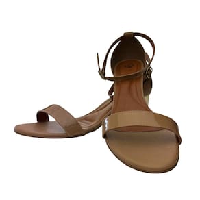 Sandália Feminina Nude Salto Metalizado Tamanho Especial 44 Priestto Shoes