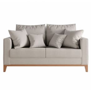 Sofá 2 Lugares Decorativo 1,80cm Beni Base Madeira Linho Bege - Montanaris Decor