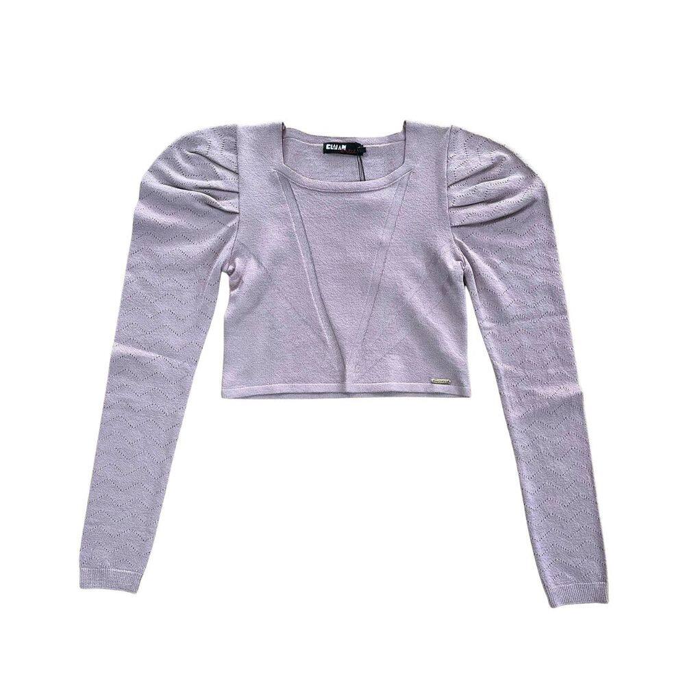 Blusa Feminina Manga Longa Cropped Tricô Tamanho P Ao G
