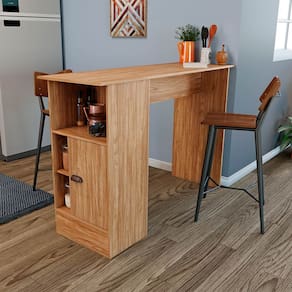 Bancada de Cozinha 135Cm 1 Porta 2 Nichos Cor Mel Movelbento