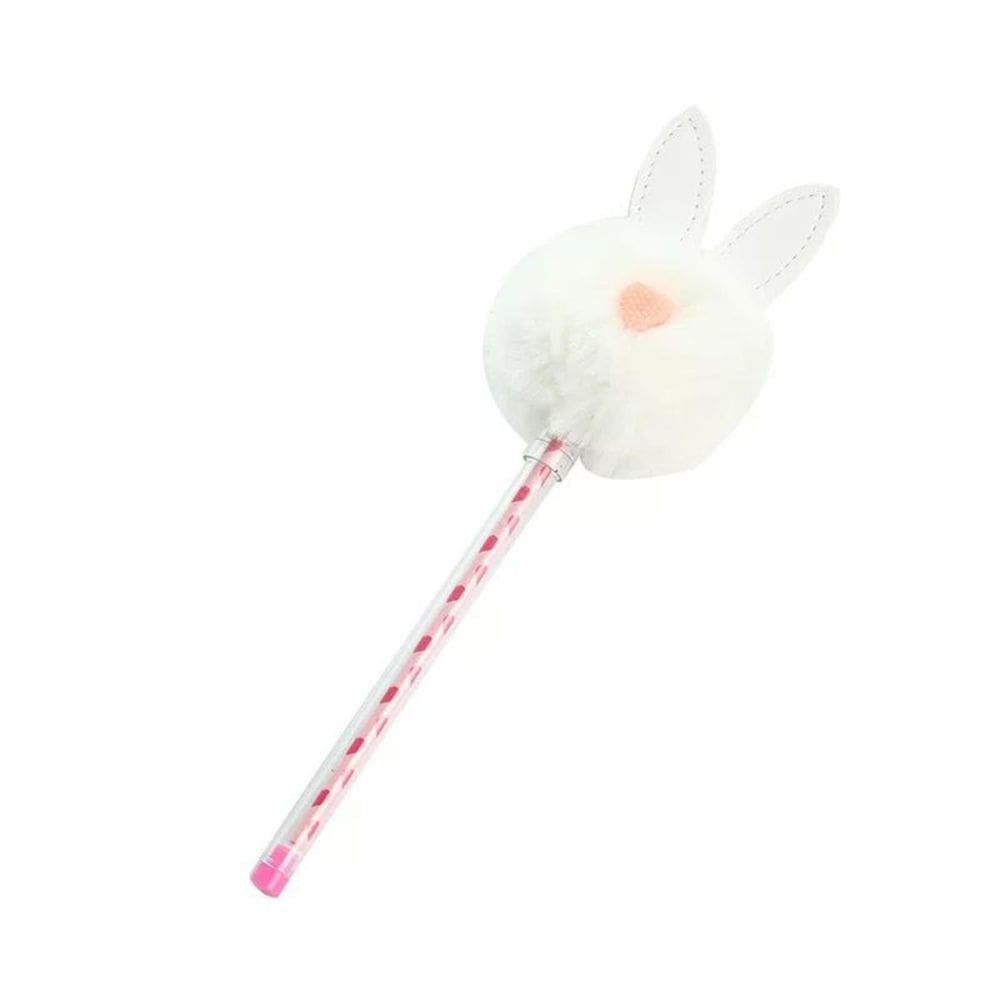 Caneta Esferográfica Pompom Coelho Pelúcia Papelaria Kawaii