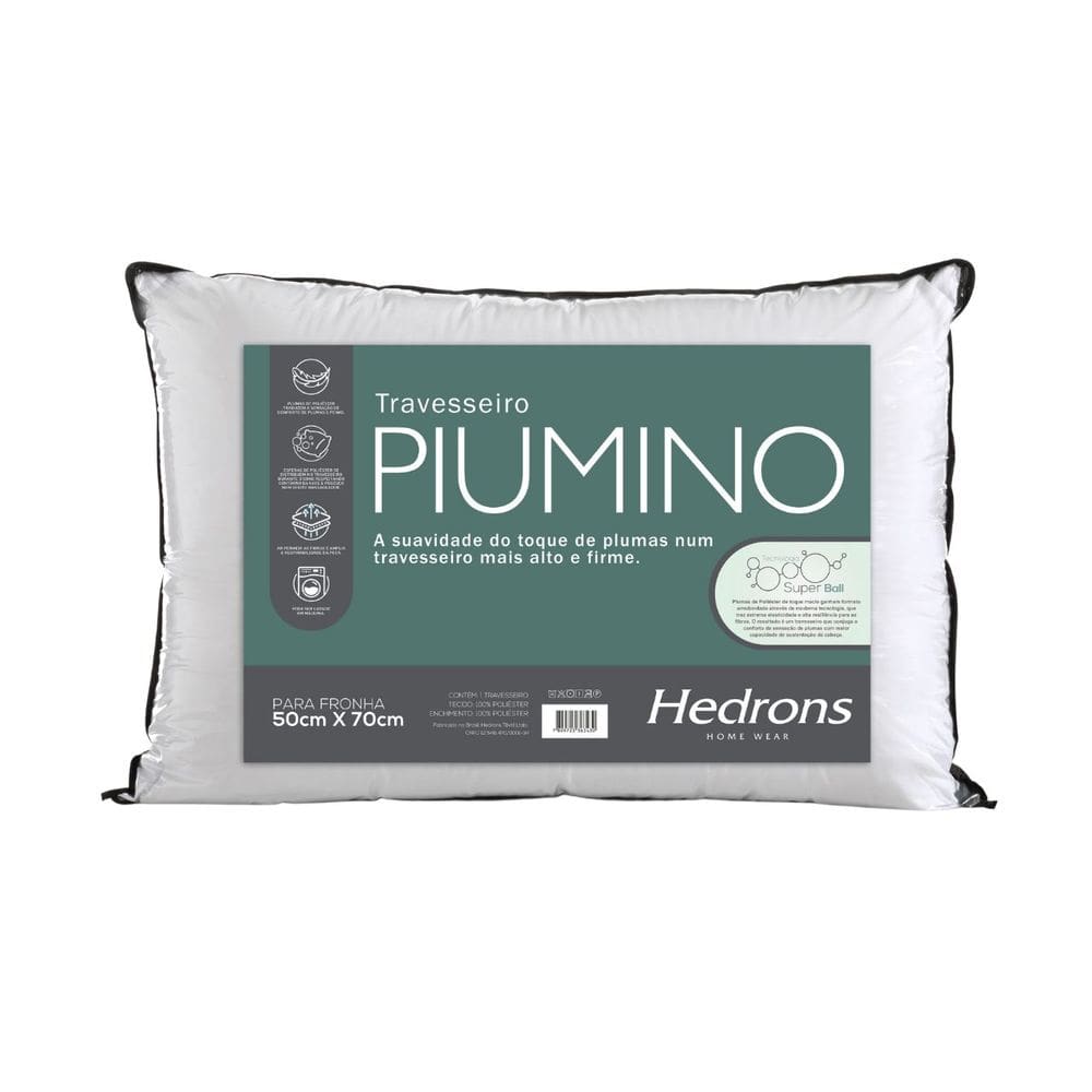 Travesseiro Hedrons Piumino Toque De Plumas 50x70 cm