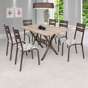 Conjunto Mesa Tampo BP TOK e 6 Cadeiras Luna Ciplafe