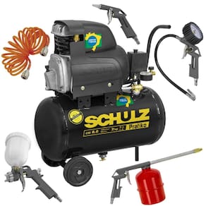 Compressor de Ar Portátil Schulz CSI8,6 PRATIKO 8,6PCM 25LT Kit Acessórios 110V