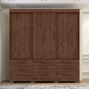 Guarda-roupa Mdp 3 Portas 9 Gavetas Ideale Max Jacarandá