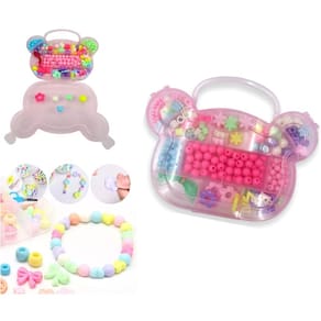 Kit De Miçangas Para Pulseiras Maleta Ursinho Infantil Completa Rosa