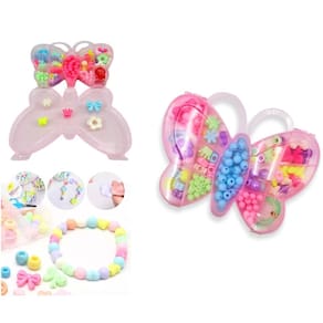 Kit De Miçangas Para Pulseiras Maleta Borboleta Infantil Completa Rosa