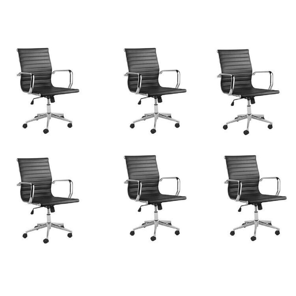 Kit 6 Cadeiras de Escritório Office Sevilha Baixa Preto