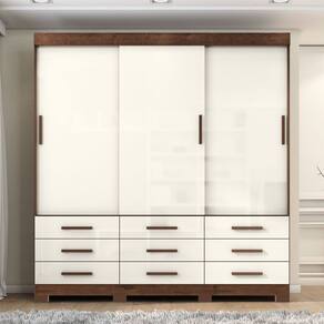 Guarda-roupa Mdp 3 Portas 9 Gavetas Ideale Max Jacaranda/Off White