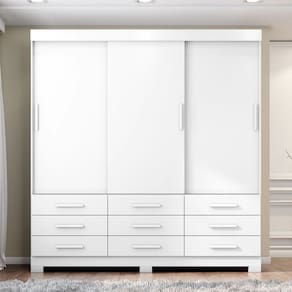 Guarda-roupa Mdp 3 Portas 9 Gavetas Ideale Max Branco Absoluto