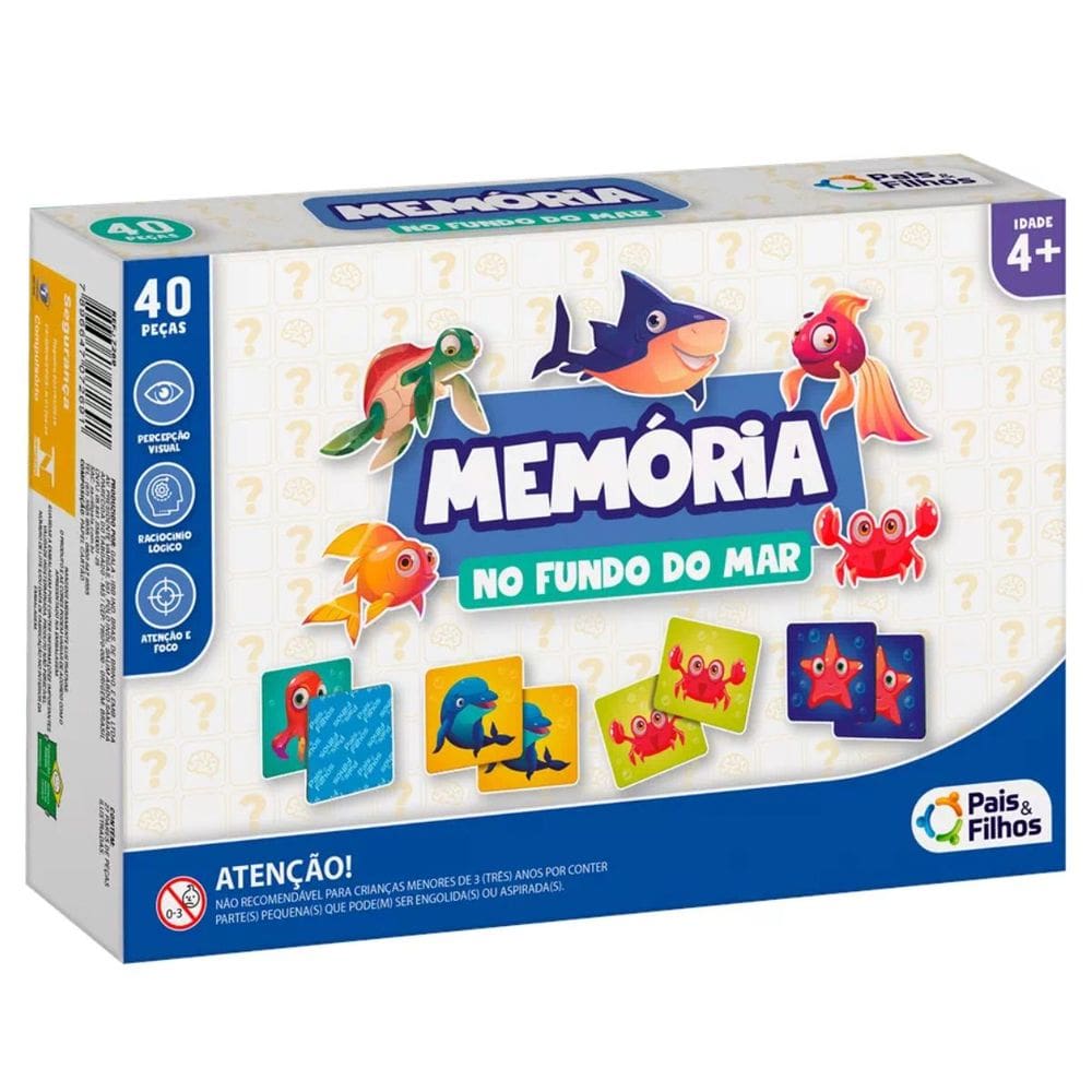 Jogo da Memória Infantil +4 Anos no Fundo do Mar Pais&Filhos