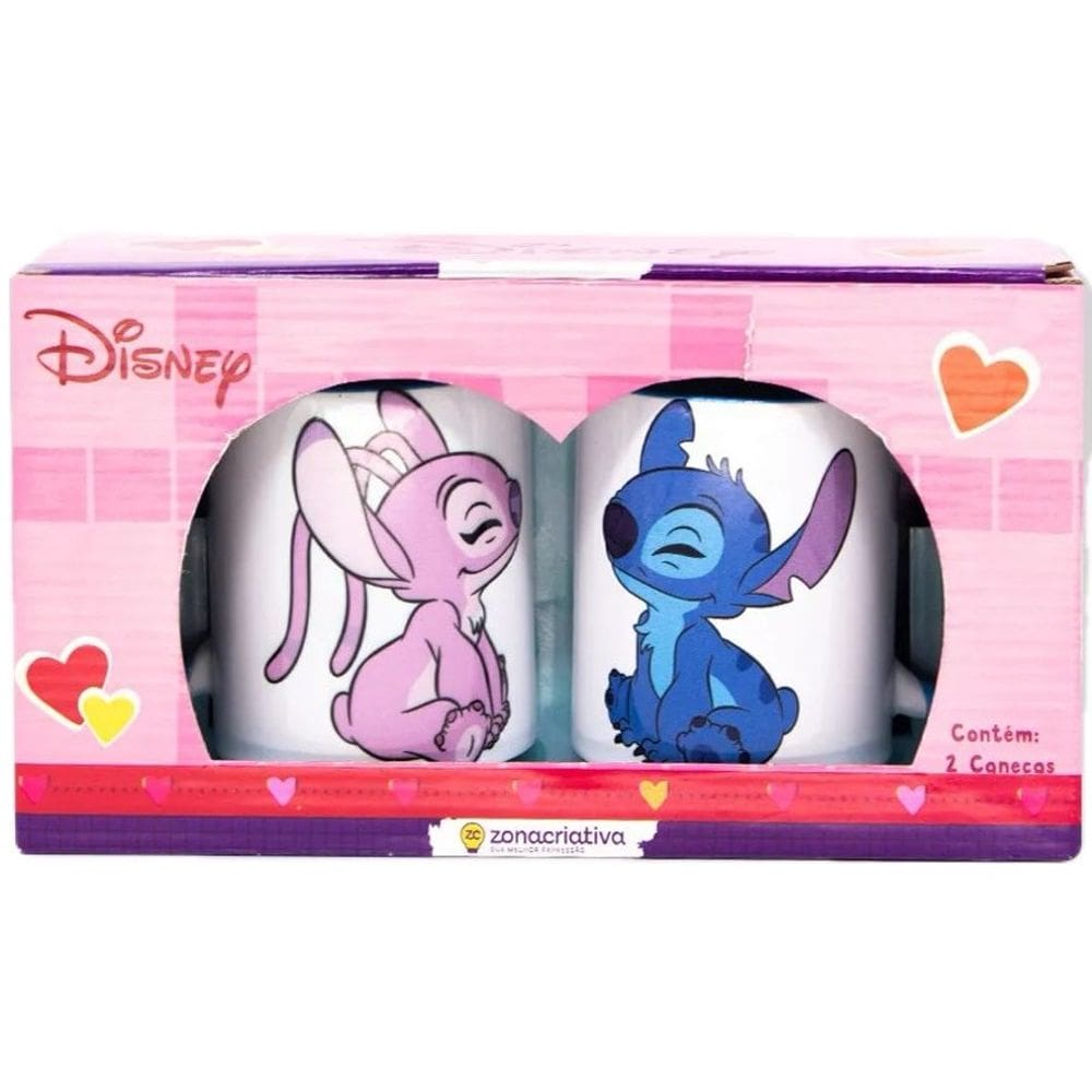 Kit Com Duas Canecas Pop Stitch Minha Metade Disney