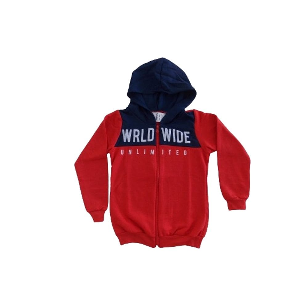 Jaqueta Moletom Viston Com Capuz e Silk Vermelho com Marinho Cód: 174