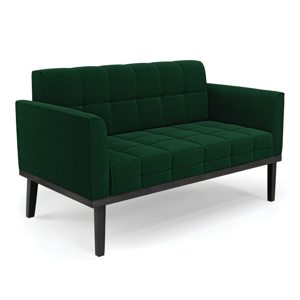 Sofá Namoradeira Base Madeira Fixa Preto Elisa Bouclê Verde D03 - D`Rossi