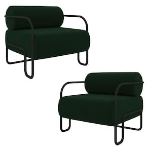 Kit 2 Poltronas Decorativas Sala De Estar Polatsk Base Industrial De Ferro Veludo Verde G33