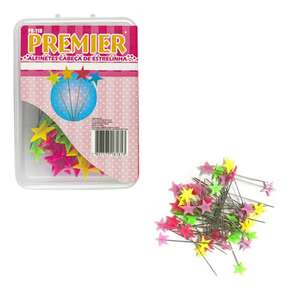 Alfinetes De Metal Cabeca Estrela Com 50Unid