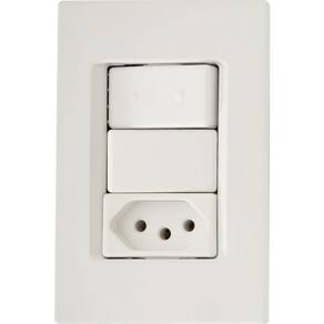 Conjunto 4x2 Com 1 Interruptor Simples 10 A 250 V E 1 Tomada 2p+t 20 A 250 V Tramontina Izyflat Branco