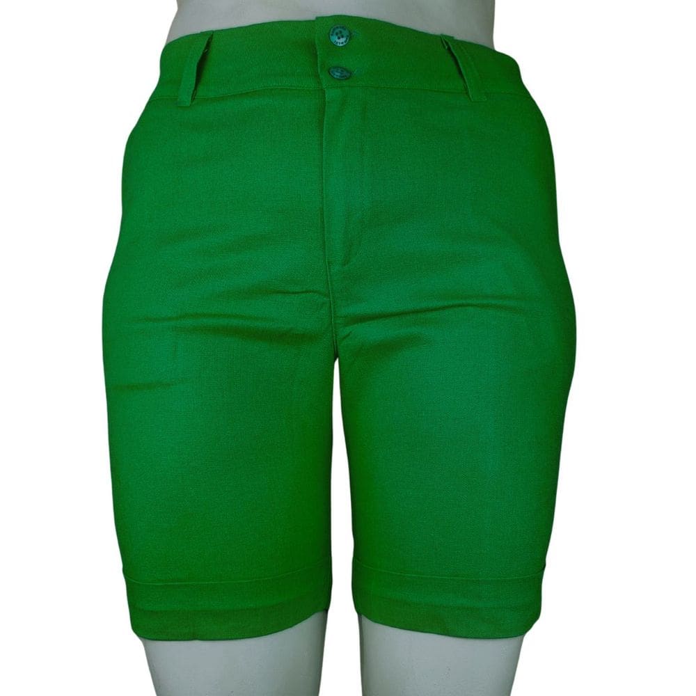 Bermuda Feminina Social Linho com Elastano Alfaiataria Color Plus Size