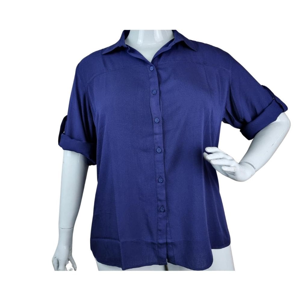 Camisete Doce Brisa 3/4 Liso Marinho Malha 100% Viscose Plus Size
