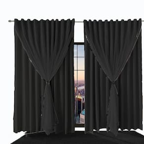 Cortina Sala E Quarto 7,50x2,50 Tecido Blackout Ana Preto