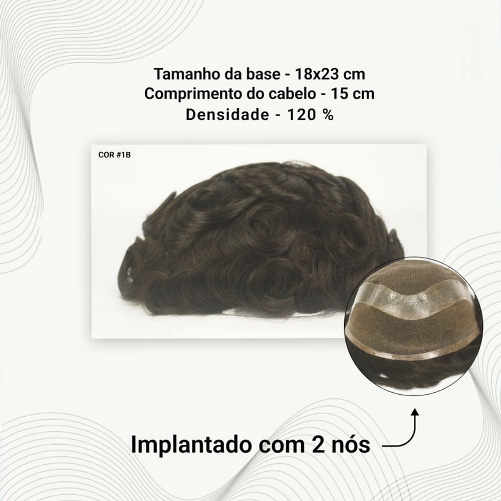 Protese Capilar Hibrida Masculina Hollywood (18X23)